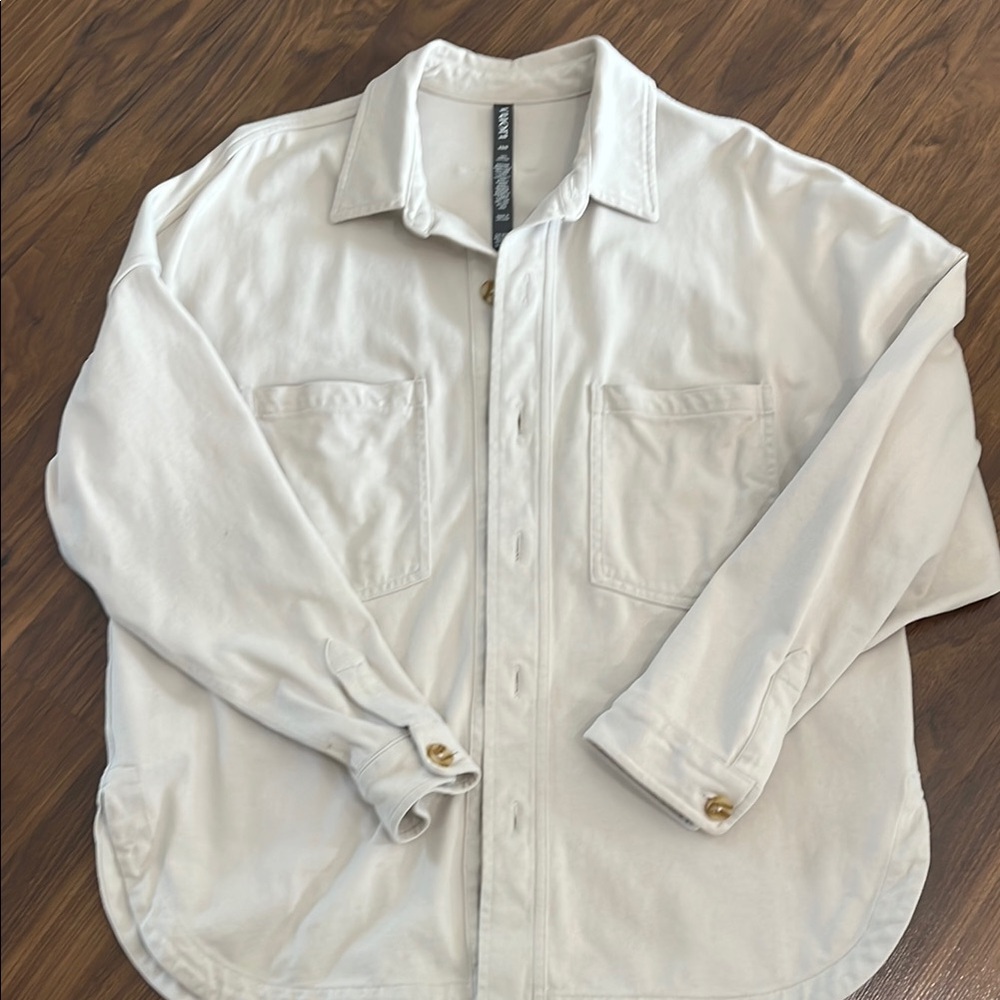 Cream oversized Button-Up Shirt